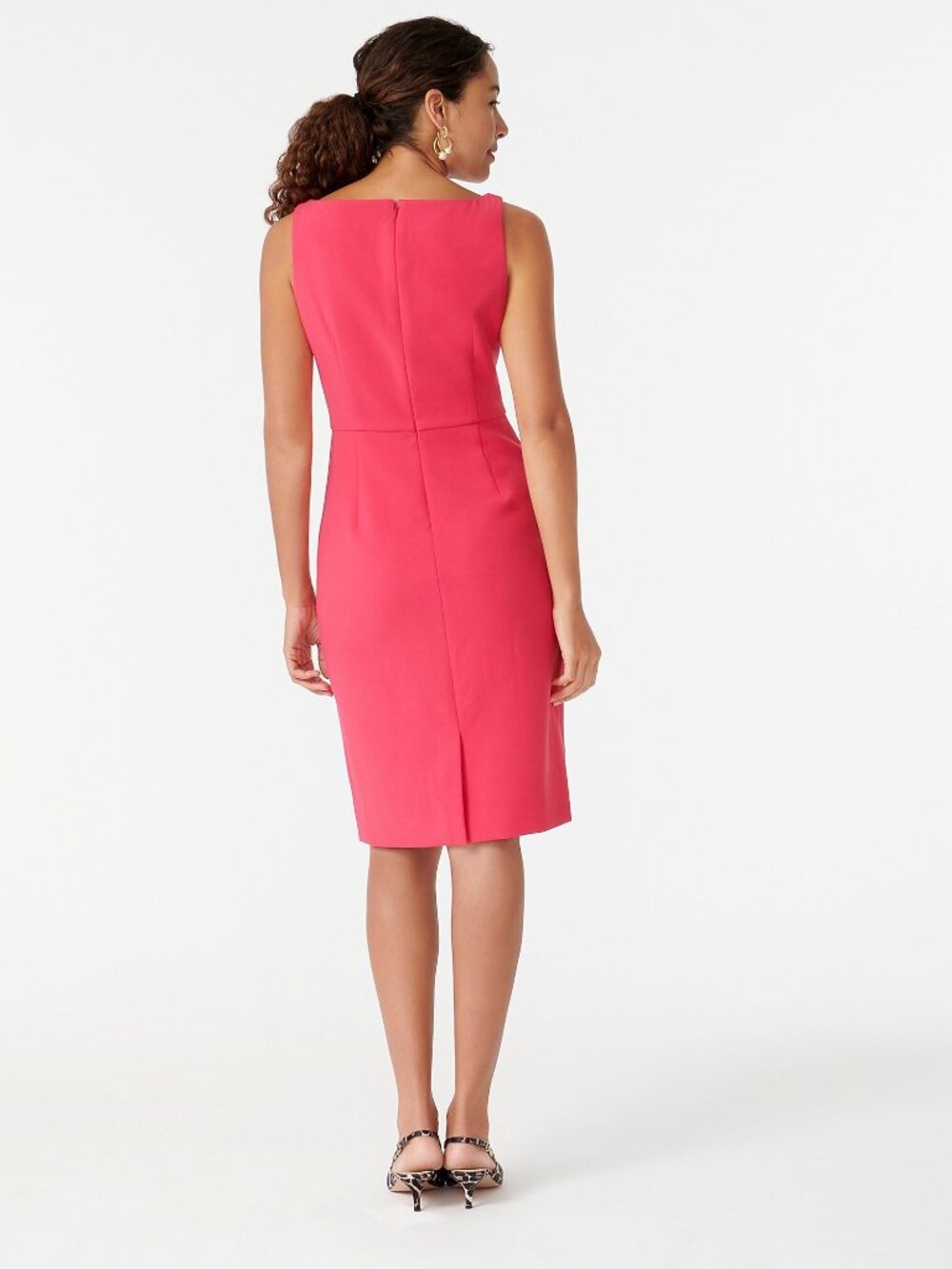 NWT J. Crew Size 8 Hot Pink Fuchsia Sheath Sleeveless Dress in Stretch Crepe NEW - Picture 4 of 8